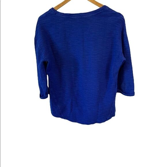 MARC NEW YORK Cobalt Blue Waffle Scoop Neck 3/4 Sleeve Cropped Top M - Picture 5 of 8